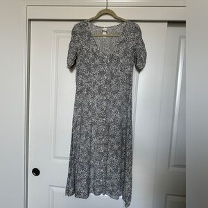 Black and white floral button up H&M midi dress